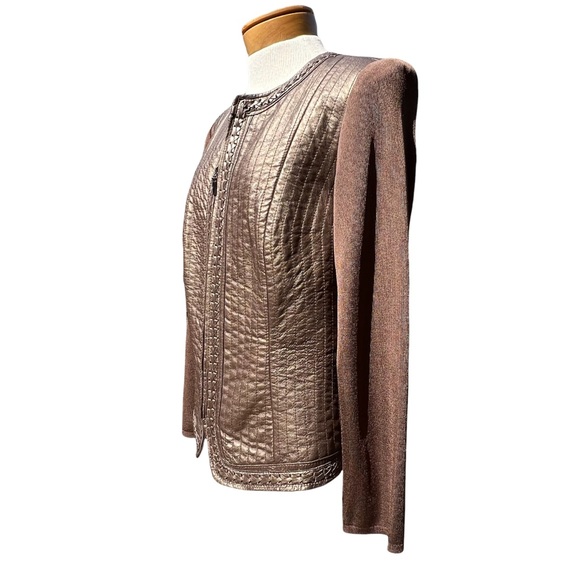 Nygard Women’s Bronze Leather & Knit Jacket Size Medium - Picture 4 of 14